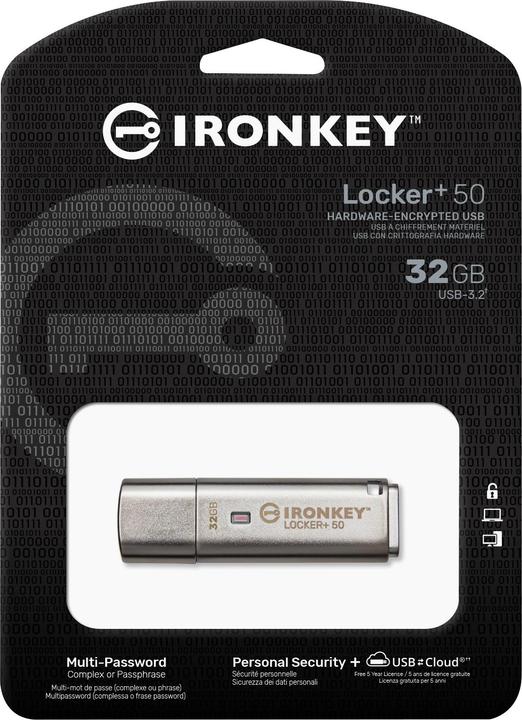 Image du produit Kingston IronKey Locker+ 50 (32 Go, USB-A)
