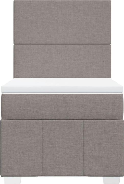 Actual product image vidaXL Boxspringbett Einzelbett Polsterbett Bett Matratze Taupe 80x200cm Stoff (80 x 200 cm)
