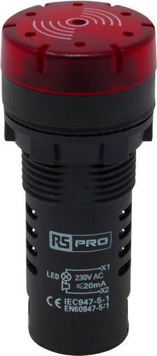 Produktbild RS PRO LED Indicator With Sounder 22mm Red 230V