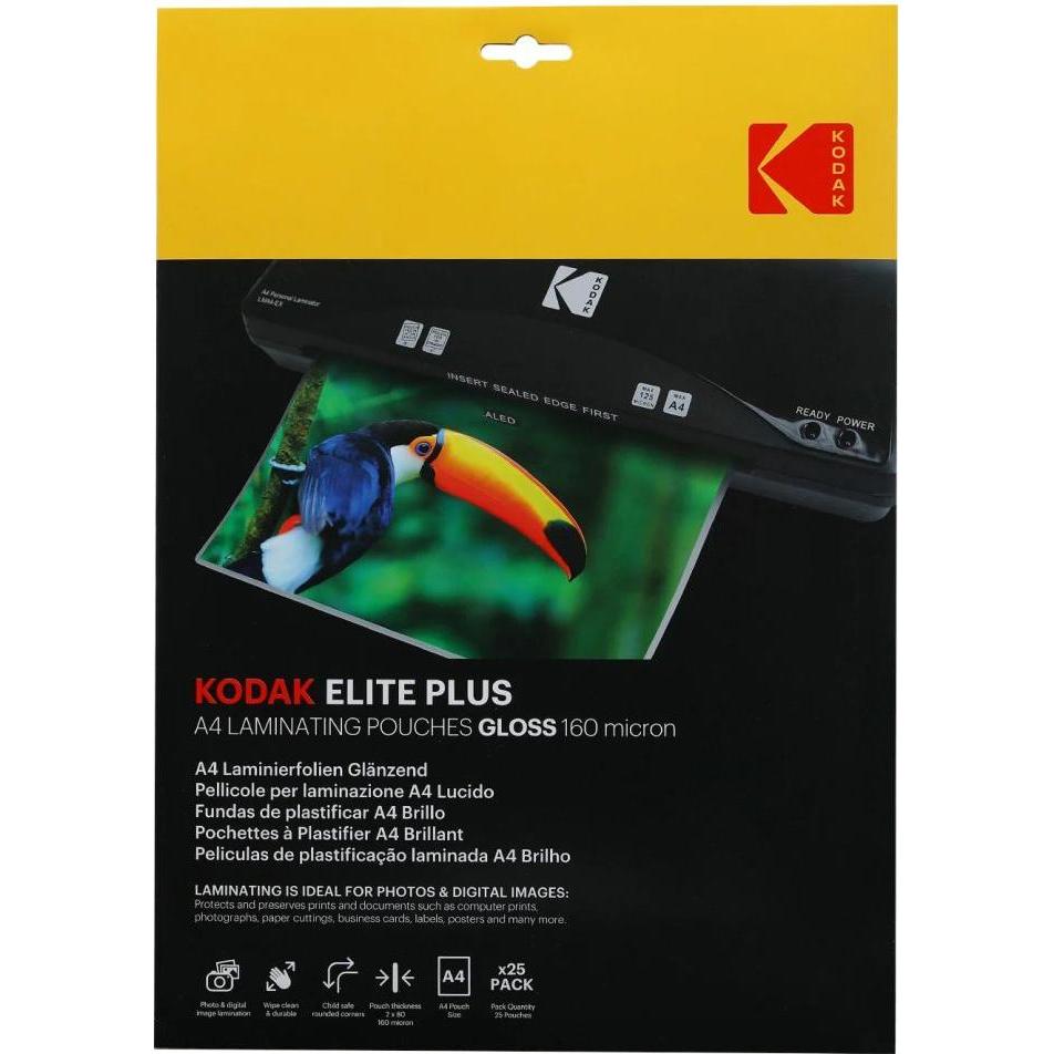 Kodak, Pouches di plastificazione, Laminierfolie (glänzend) A4 160 Mikron 25 Stück/Karton