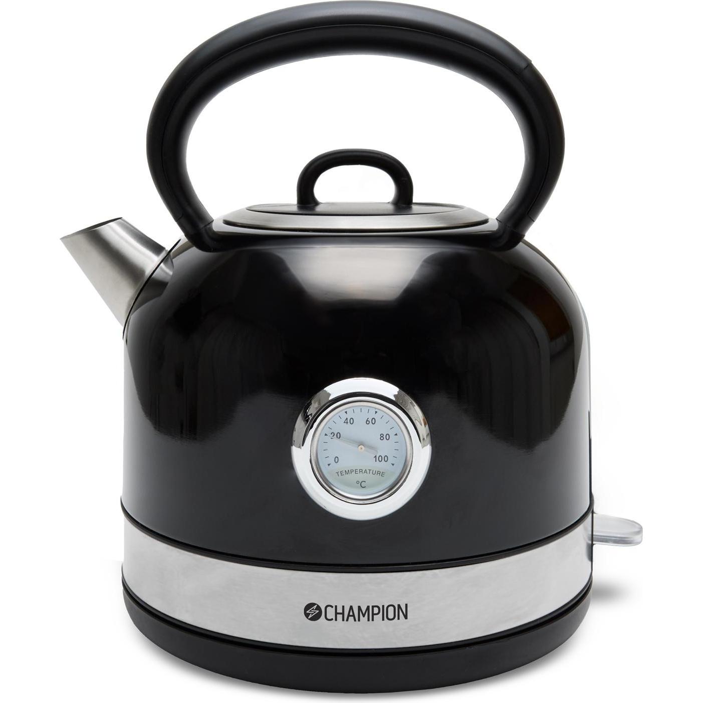 Champion Wasserkocher Retro 1,7L VK401 Schwarz, Wasserkocher, Schwarz