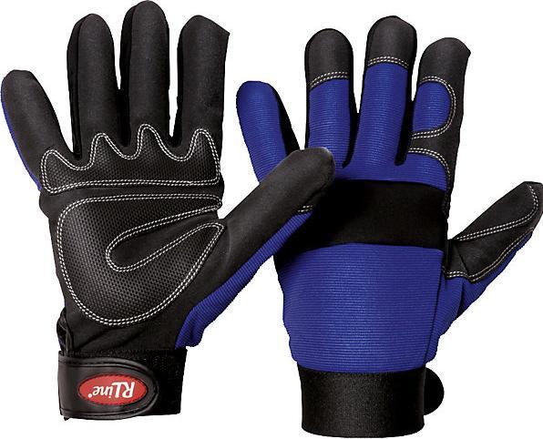 kaiserkraft Gants de mécanicien avec rembourrage des phalanges, bleu, lot de 6 paires, 9.