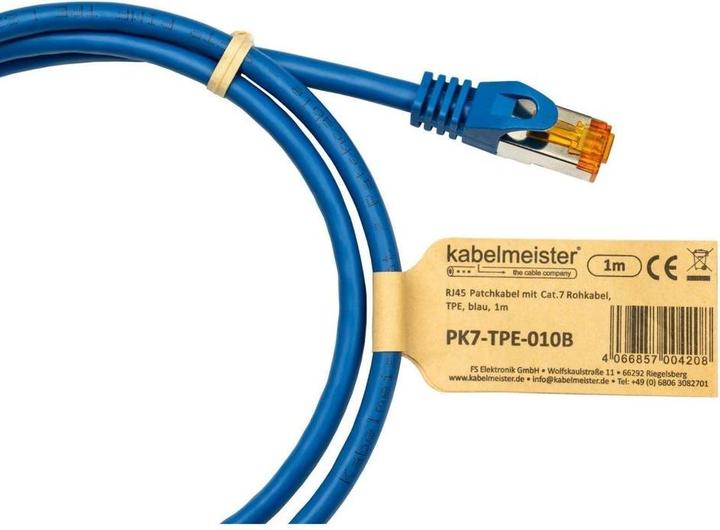 Produktbild Varia Cat.7 Patchkabel 3m, TPE, S/FTP, Kupfer, blau, halogenfrei (S/FTP, CAT7, 3 m)