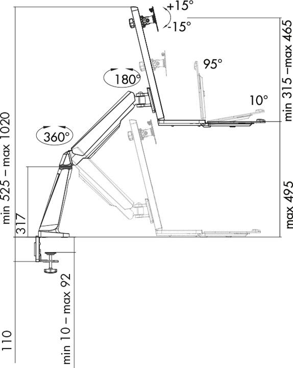 Actual product image LogiLink 1332 Sit/stand workstation Monitor desk holder (Table, 32", 8 kg)