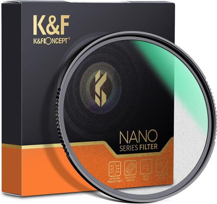 Produktbild K&F Concept 77MM Black Mist Filter 1, HD, Waterproof, Anti Scratch, 28 layer Green Coatings (Nano-X Series) (77 mm)