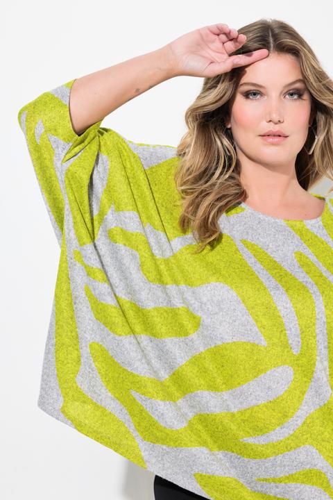 Actual product image Miamoda Damen grosse Grössen Pullover, oversized, Zebramuster, 3/4-Ärmel limette 42+ 836919402-42+ (42, 44)