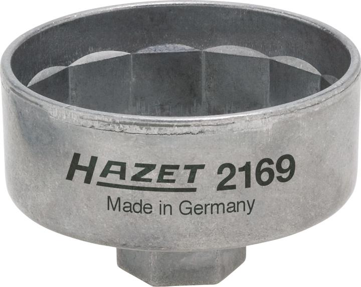 HAZET Ölfilter-Schlüssel 2169 ∙ Vierkant10 mm (3/8 Zoll) ∙ Aussen 14-kant Profil ∙ 82 mm