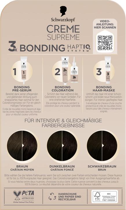 Produktbild Schwarzkopf Creme Supreme Creme Supreme Coloration 3-0 Natürliches Schwarz-Braun (3-0 Natürliches Schwarz-Braun)