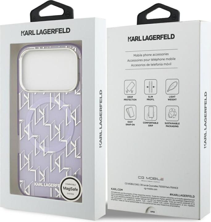 Actual product image Karl Lagerfeld - IML MagSafe KL Monogram (KLHMP17LHMIKLMEU) - iPhone 17 Pro - Purple (Apple iPhone 17 Pro)