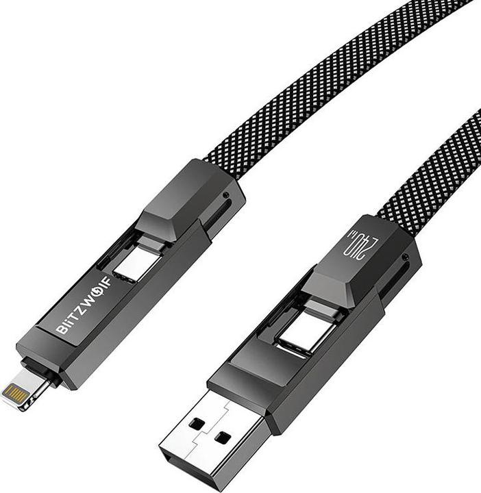 Produktbild BlitzWolf BW-HDC7 4-in-1 USB+C+Lightning cable 240W 1.2m (black) (1.20 m, 240 W)