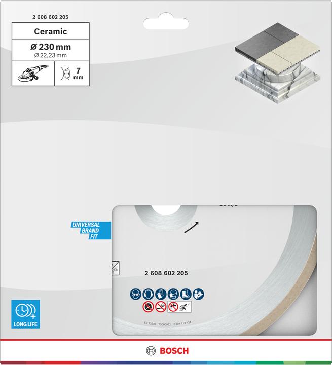 Produktbild Bosch Professional Zubehör Diamanttrennscheibe Standard for Ceramic, 230 x 22,23 x 1,6 x 7 mm, 1er-Pack