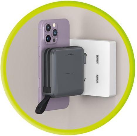 Image du produit Mobile Origin Powerbank & Travel Charger Lightning/USB-C Cable MagSafe/AW/iPhone Compatible grey Powerbank - G... (10000 mAh)