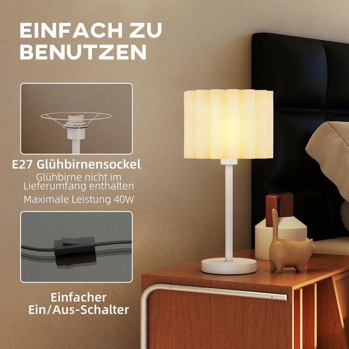Produktbild Swisshandel24 Tischlampe im Retro-Stil, Nachttischlampe, Kunststoff-Schirm, Knopfschalter, Weiss (E27)