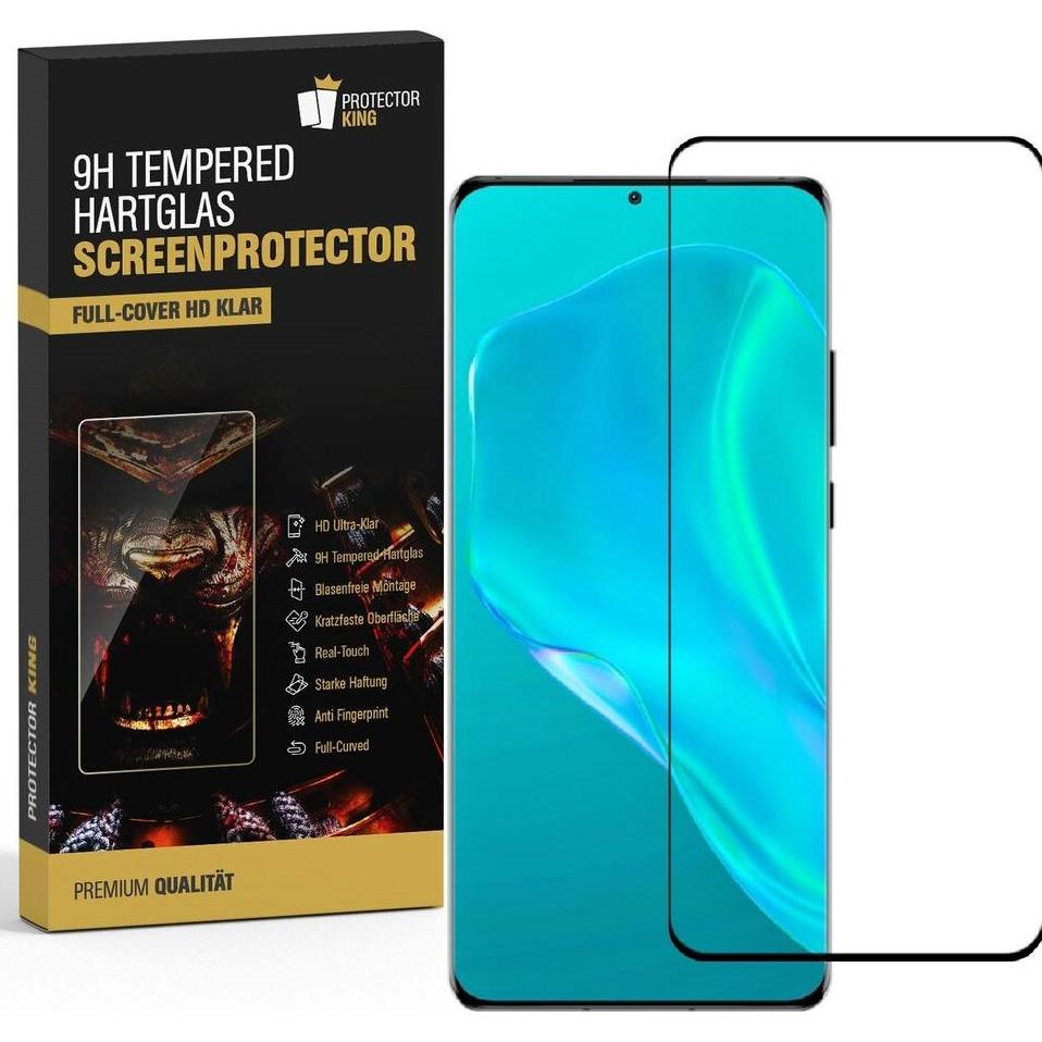 Protectorking 2x echtes Tempered 9H Panzerhartglas 3D KLAR (2 Stück, Huawei P50 Pro), Smartphone Schutzfolie
