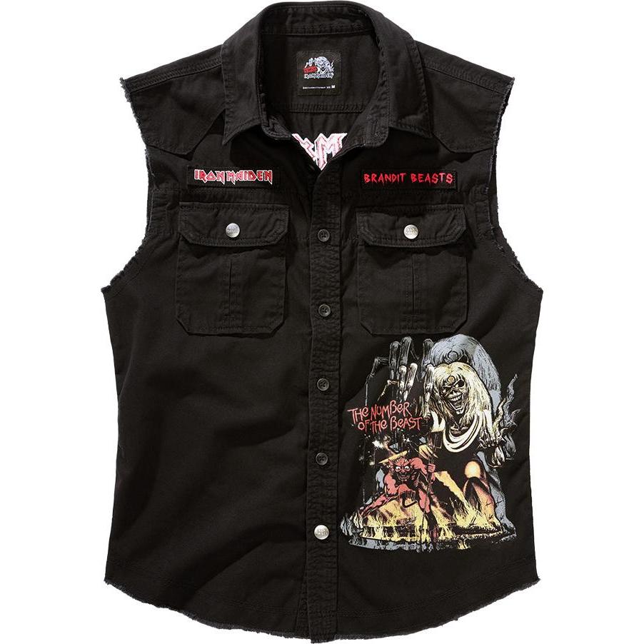 Brandit, Herren, Hemd, Iron Maiden Vintage NOTB, Schwarz, (L)