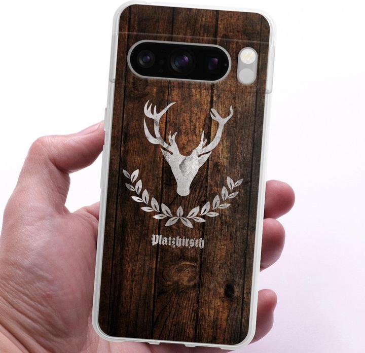 Actual product image DeinDesign Silikon Hülle für Google Pixel 8 Pro Handyhülle Case Smartphone Schutzhülle Hirsch Holz Holzoptik (Google Pixel 8 Pro)