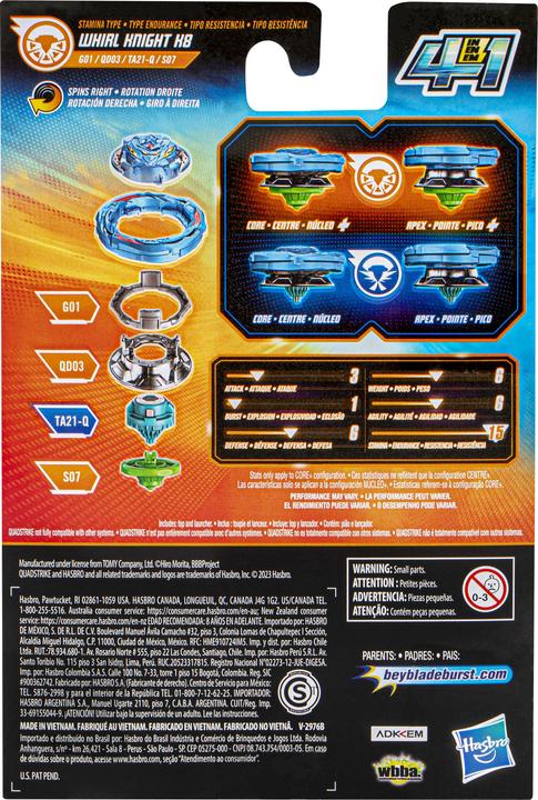 Immagine prodotto Hasbro Trottola Beyblade Burst QuadStrike Whirl Knight Battle (Tedesco, Francese, Italiano, Inglese)