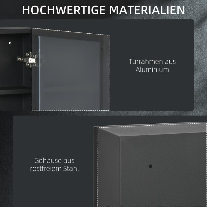 Immagine prodotto Kleankin Spiegelschrank Edelstahl, Glas Schwarz (40 x 12 x 60 cm)