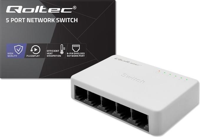 Productafbeelding Qoltec Netzwerk Switch 5x RJ45 Port 100Mbps LAN (5 ports)