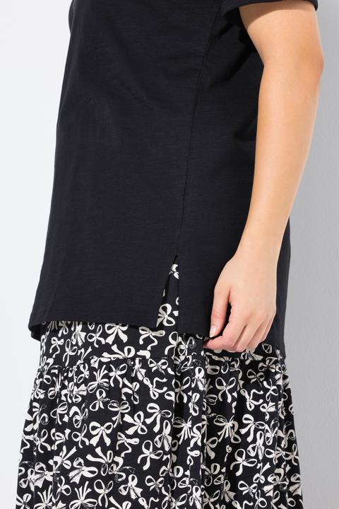 Immagine prodotto Ulla Popken T-shirt dal taglio oversize con fiocchi, scollo a V e mezze maniche (58)
