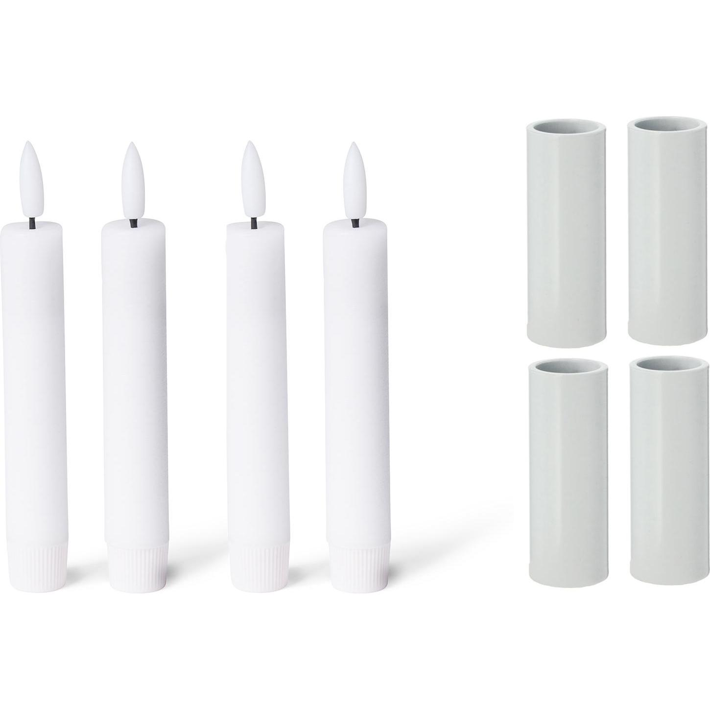 Novaliv, Kerzenständer, 4x Kerzenständer magnetisch 2,8x5cm WEISS mit Premium elektrisch batteriebetriebener