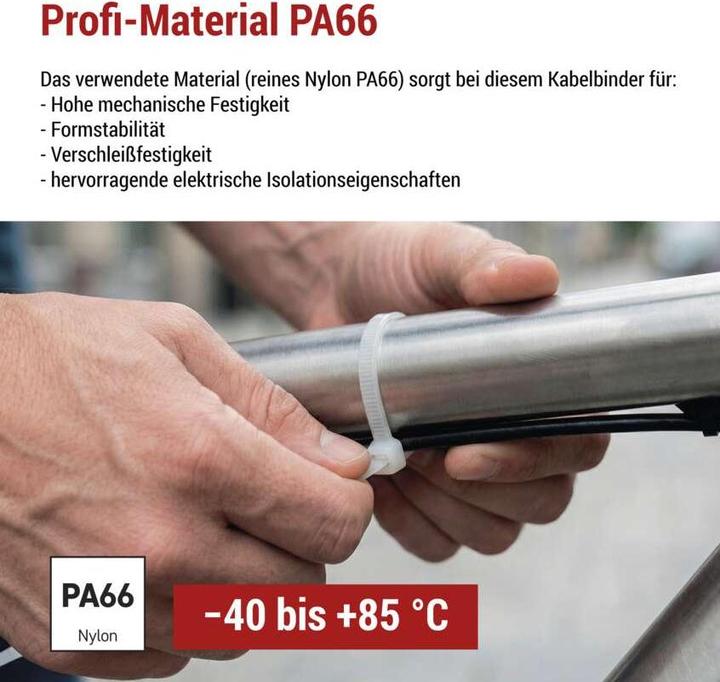 Produktbild Emos Kabelbinder 100×2,5, weiss, 100 Stk (100 mm, 100 Stk.)