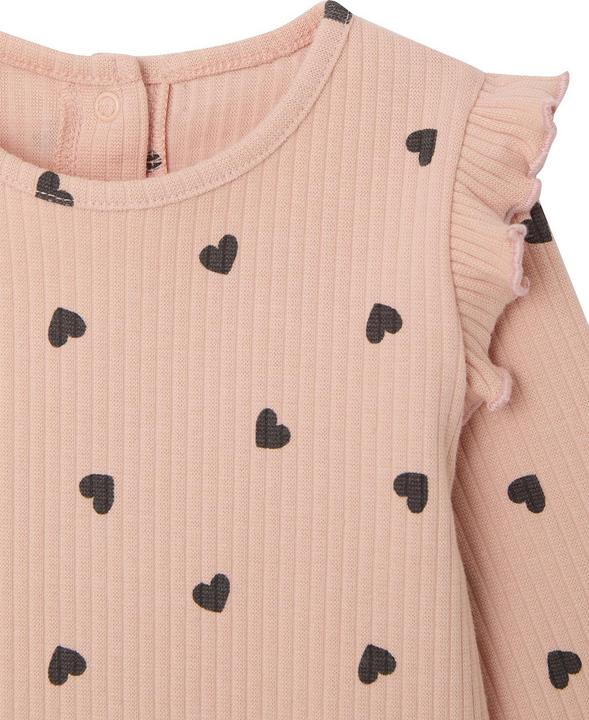 Produktbild Vertbaudet Geripptes Mädchen Baby Shirt mit Volantärmeln, Bio-Baumwolle (98)