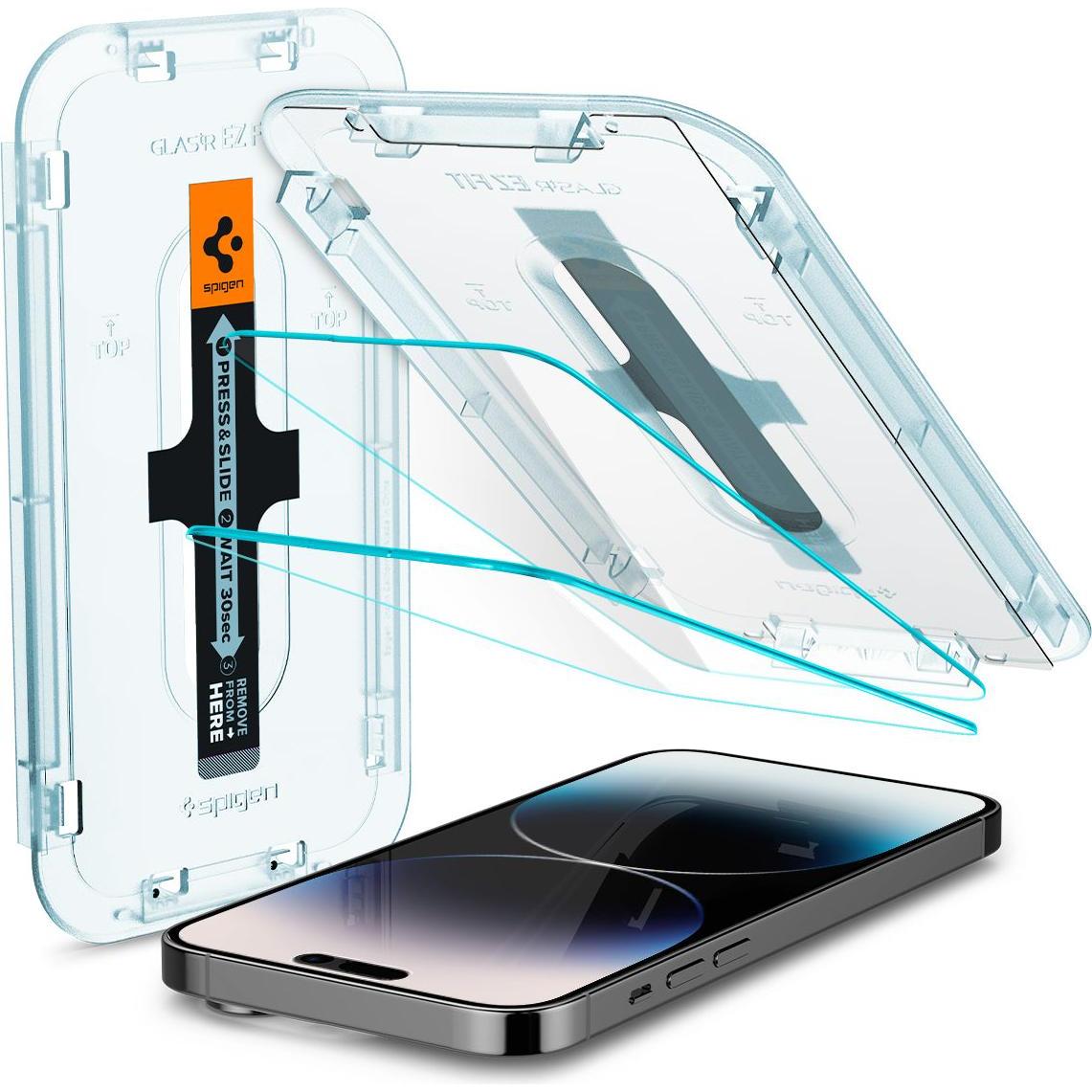 Spigen EZ Fit (2 Stück, Apple iPhone 14 Pro), Smartphone Schutzfolie, Transparent