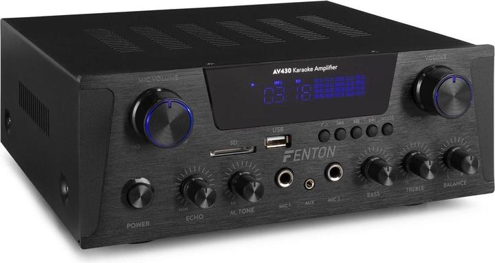 Immagine prodotto Karaoke amplificatore con Bluetooth - Fenton AV430B - 600W - 2 microfooningangen met echo - mp3 speler (Amplificatore)