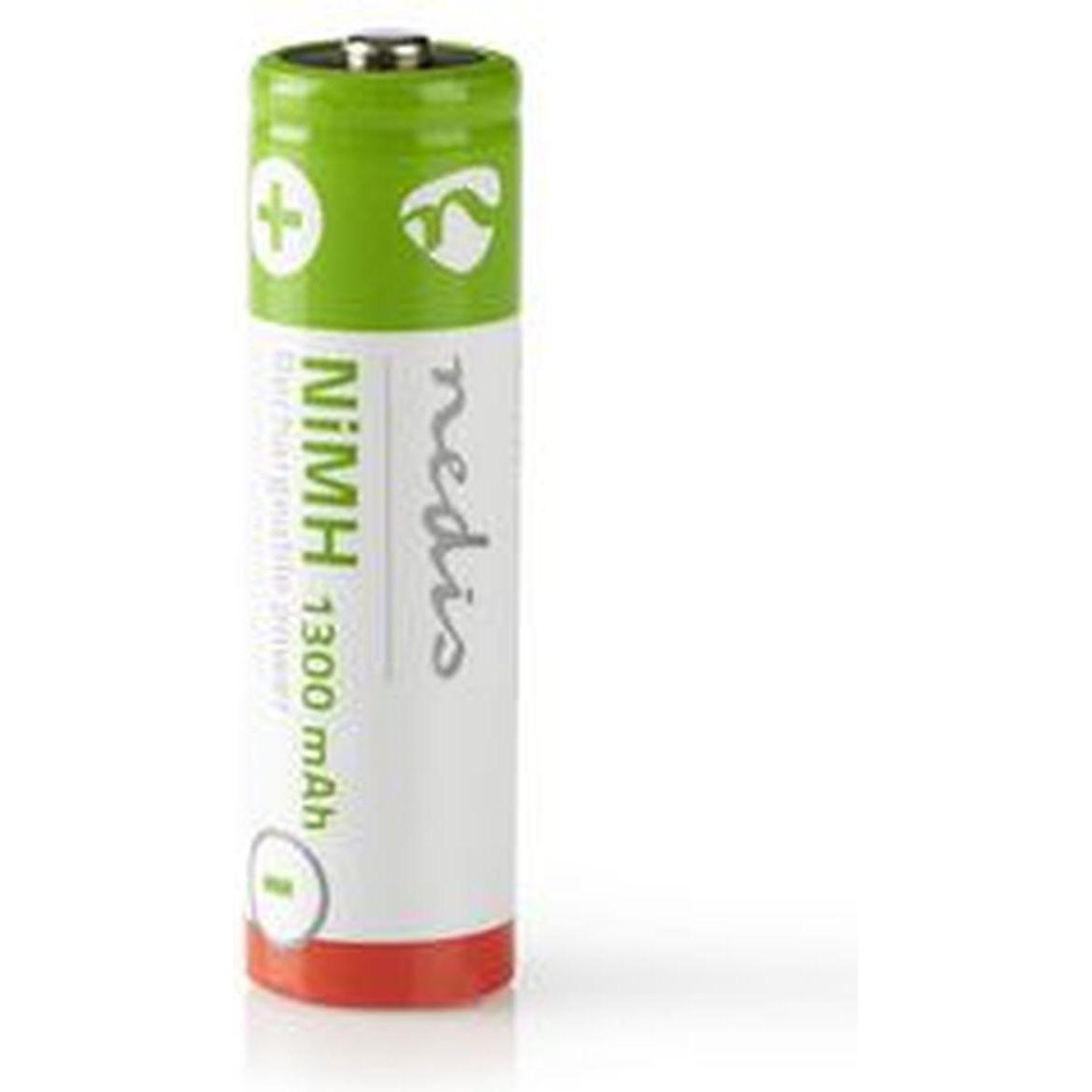Nedis Batteria ricaricabile AA Ni-MH 1,2 V 1300 mAh 4 pezzi (4 pz., AA, 1300 mAh), Batterie + pile