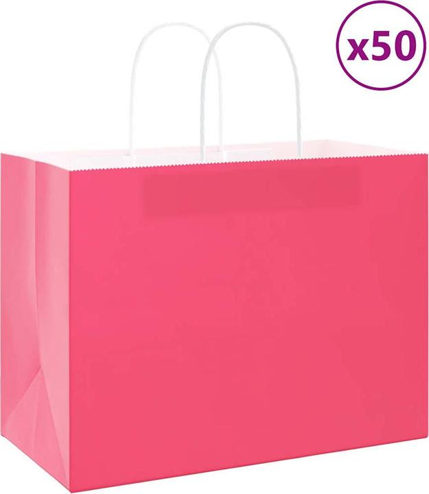 Image du produit VidaXL Sacs en papier kraft 50 pcs. avec anse rose 32x17x25 cm Sac en papier (Coffret cadeau, 50 x)