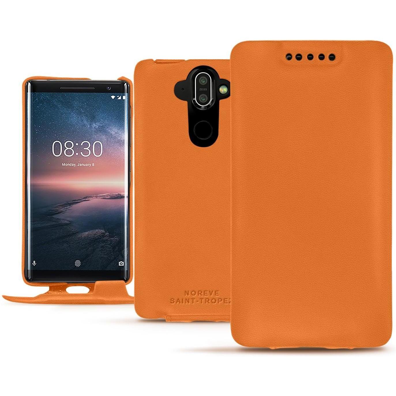 Noreve Lederschutzhülle vertikal (Nokia 8 Sirocco), Smartphone Hülle, Orange