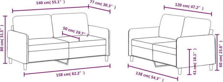 Produktbild vidaXL Sofagarnitur (2-Sitzer, Polstergruppe)