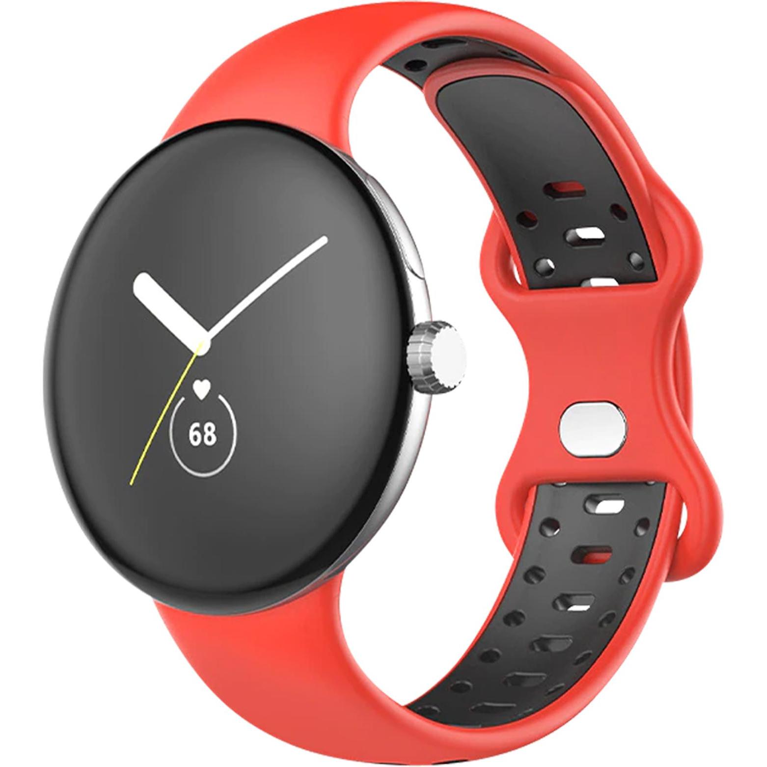 Avizar Ersatzarmband (Weiches Silikon, Google Pixel), Uhrenarmband, Rot