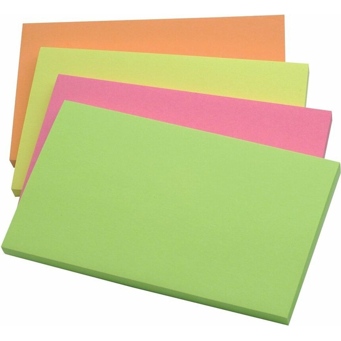 Q-Connect, Haftnotiz, Haftnotizen Quick Notes 4 Neonfarben sortiert (76 x 127 mm)