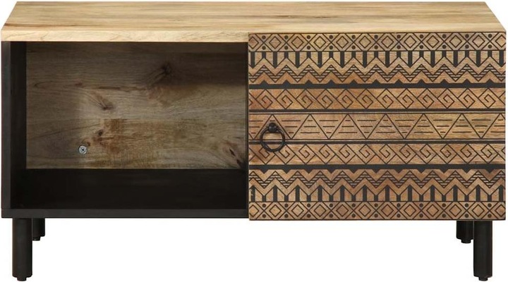 Produktbild VidaXL Couchtisch Beistelltisch Wohnzimmertisch Tisch Schwarz Raues Mangoholz (80 x 50 x 40 cm)