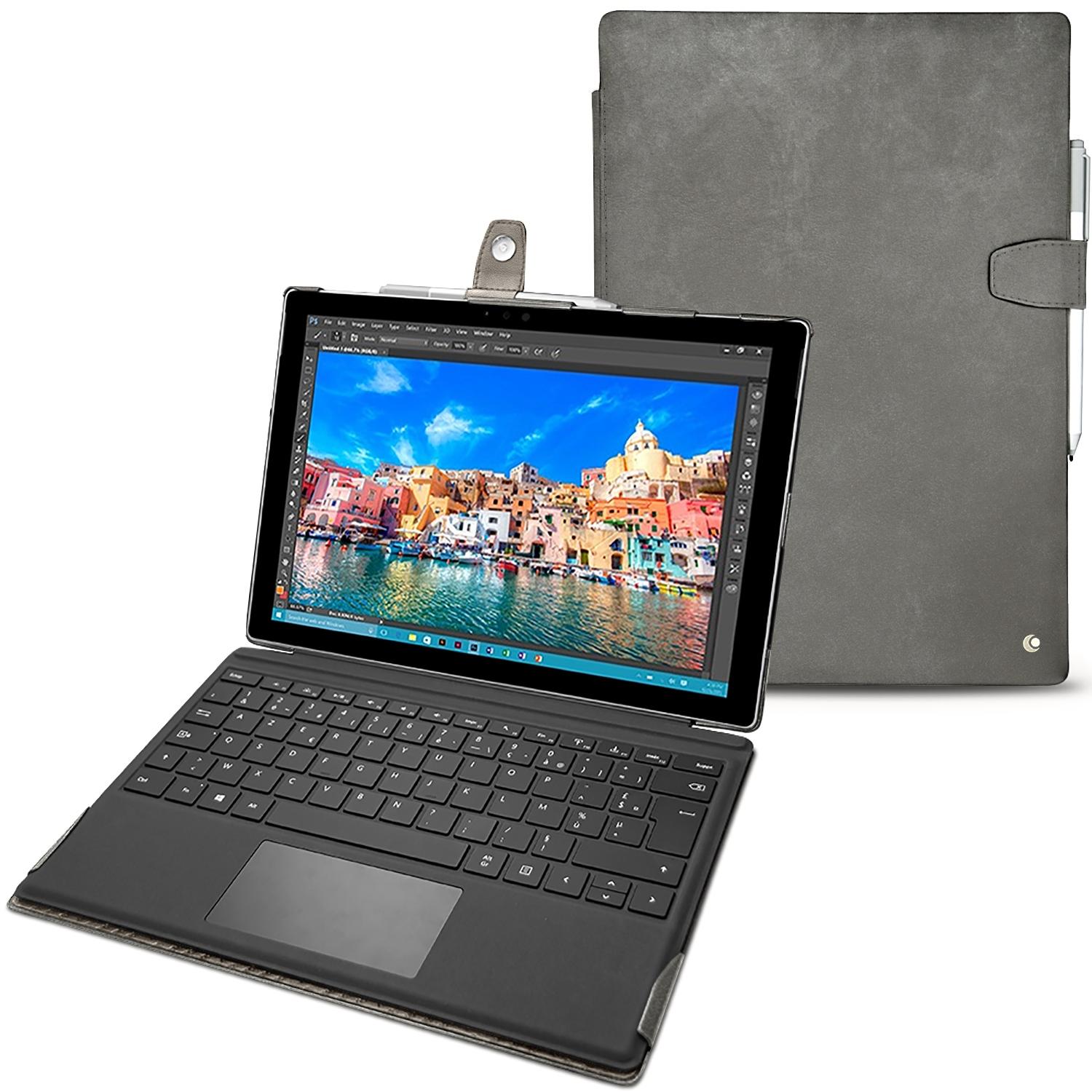 Noreve Lederschutzhülle (Microsoft Surface Pro 4), Tablet Hülle, Grau
