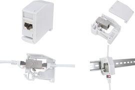 Image du produit LogiLink Adaptateur pour profilé chapeau avec 1 module Keystone, gris clair pour 2x modules RJ45 cat.6A
