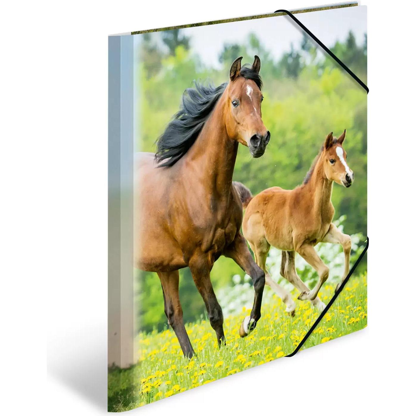 Herma, Mappe, Eckspannermappe "Pferde", aus PP, DIN A4 Masse: (B)244 x (T)4 x (H)320 mm, mit 3 Innenklappen und (A4, 1 x...