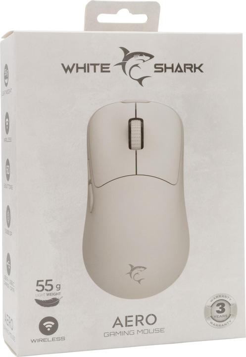 Productafbeelding Shark Draadloze Gaming Muis AERO, 6D, 6400 dpi, Wit (Draadloze)
