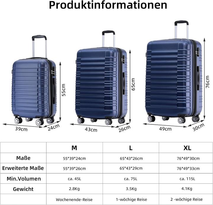 Actual product image Beibye Hartschalenkoffer mit Zwillingsrollen (75 l)