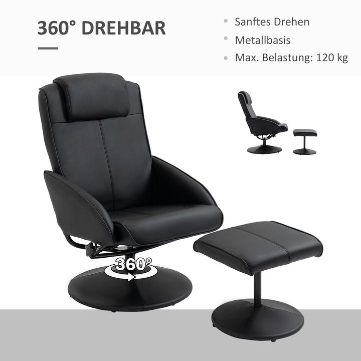 Actual product image Homcom Relaxsessel mit Hocker Kunstleder Schwarz