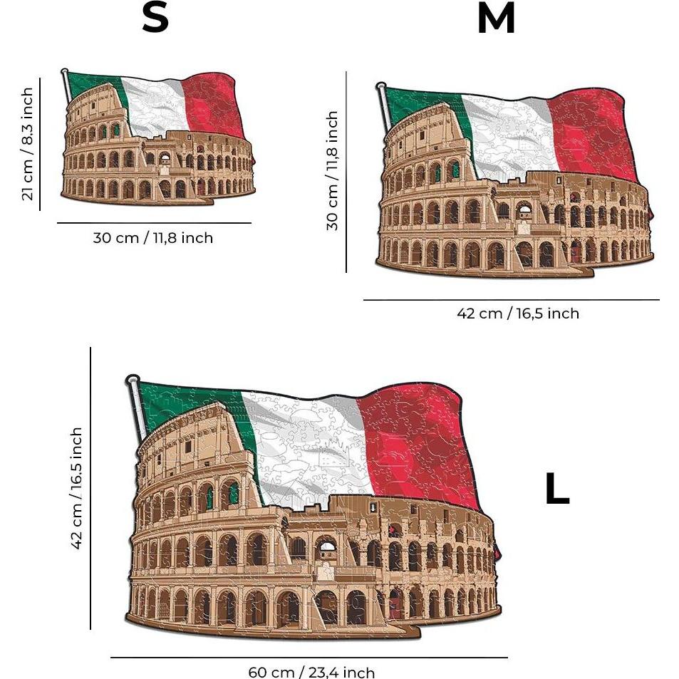 Thumbnail - Iconic Kolosseum in Rom - Monument Holz Puzzle Grösse S (150 Teile) (150 Teile)