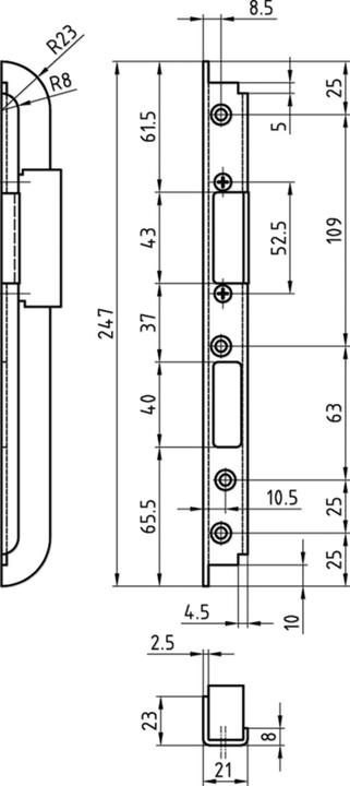 Produktbild Glutz Einfrässchliessbleche E-1151 (Schliessblech)