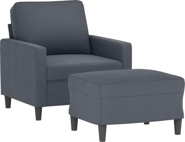 Produktbild vidaXL Sessel mit Hocker Dunkelgrau 60 cm Samt,Farbe