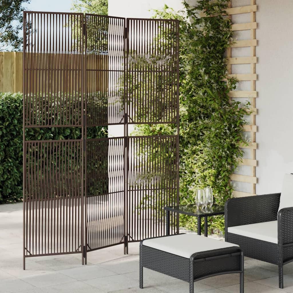 VidaXL, Paravent + Raumteiler, Paravent Raumteiler Sichtschutz Trennwand 3-tlg. Braun Poly Rattan