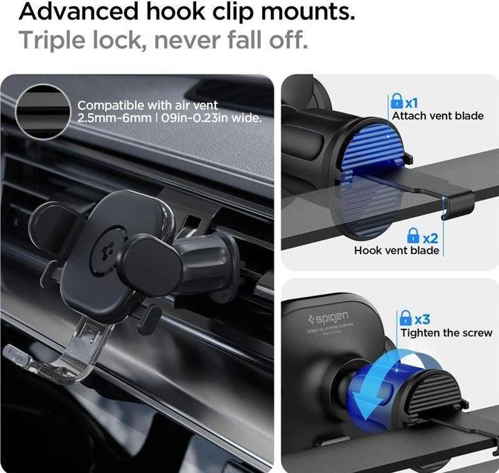 Immagine prodotto Spigen Supporto per auto UTS12 Onetap Supporto universale per auto con presa d'aria nero
