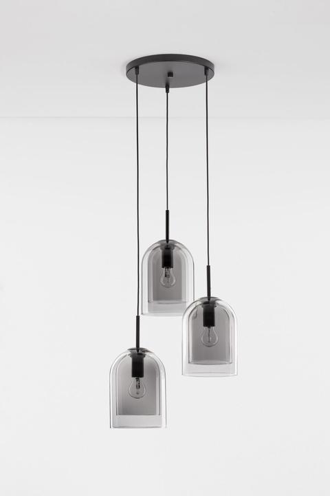Actual product image Nova Luce VELOR pendant light E27 triple black smoke grey 185x30cm dimmable 9236710