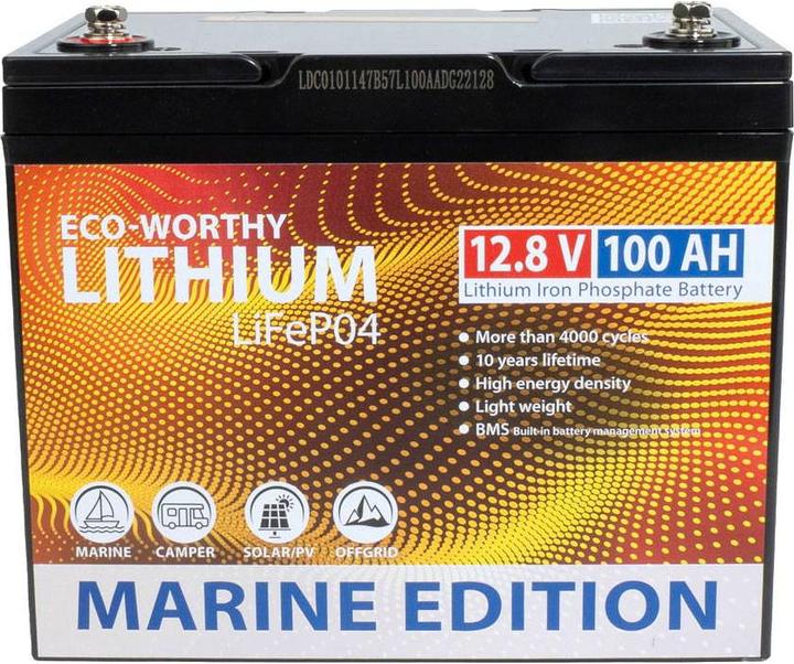Actual product image Eco-Worthy Marine Lithium-Batterie LiFePO4 12V (12 V, 100 Ah)