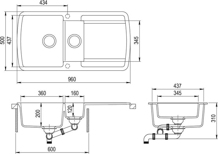 Image du produit VidaXL Mattayus (Evier encastré, 50 cm, 96 cm)